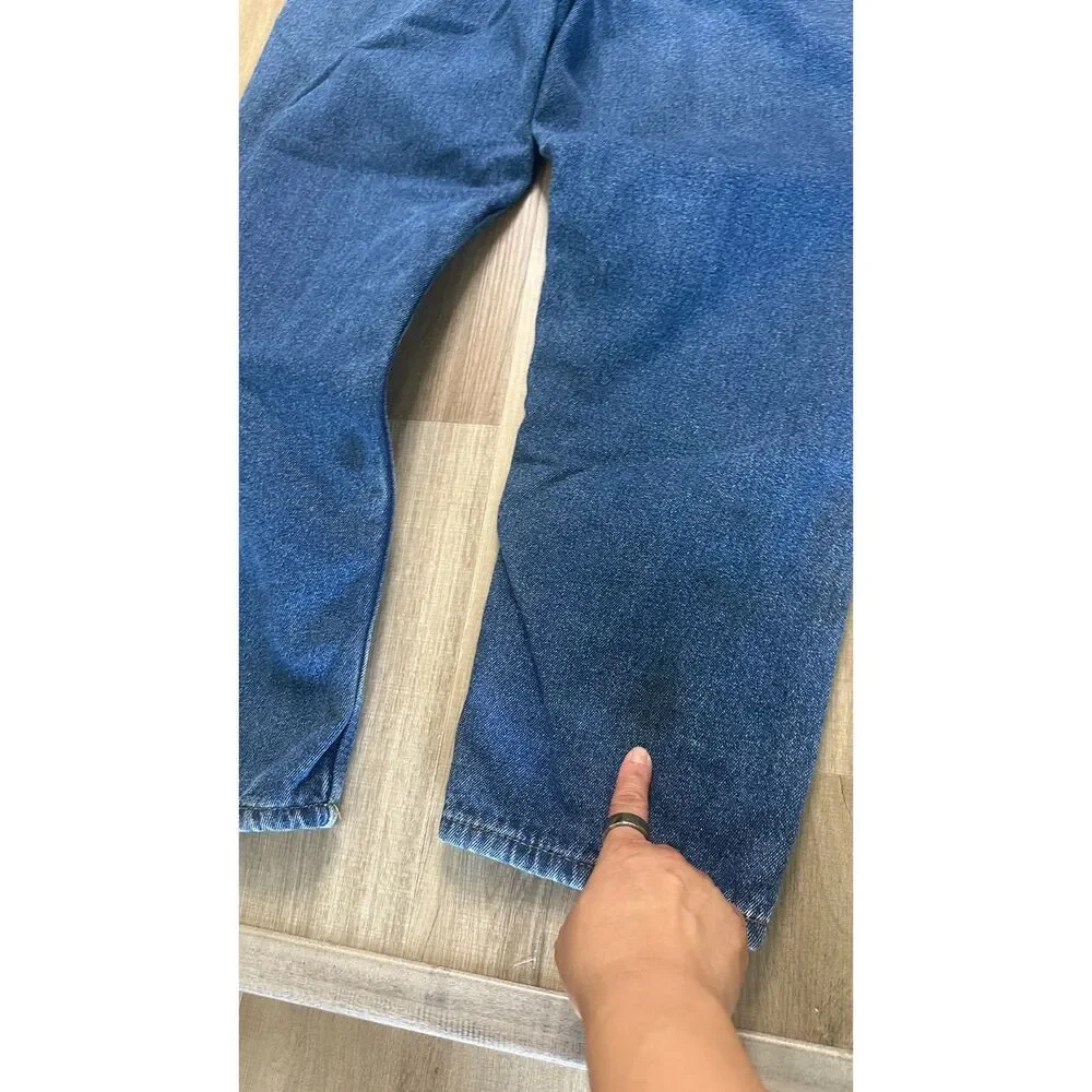 VTG Full Blue Flannel-Lined Denim Jeans Classic 5 Pocket Relaxed Size 34